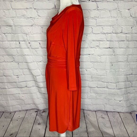 Nine West Red cowl neck draped long sleeve dress - Picture 7 of 13